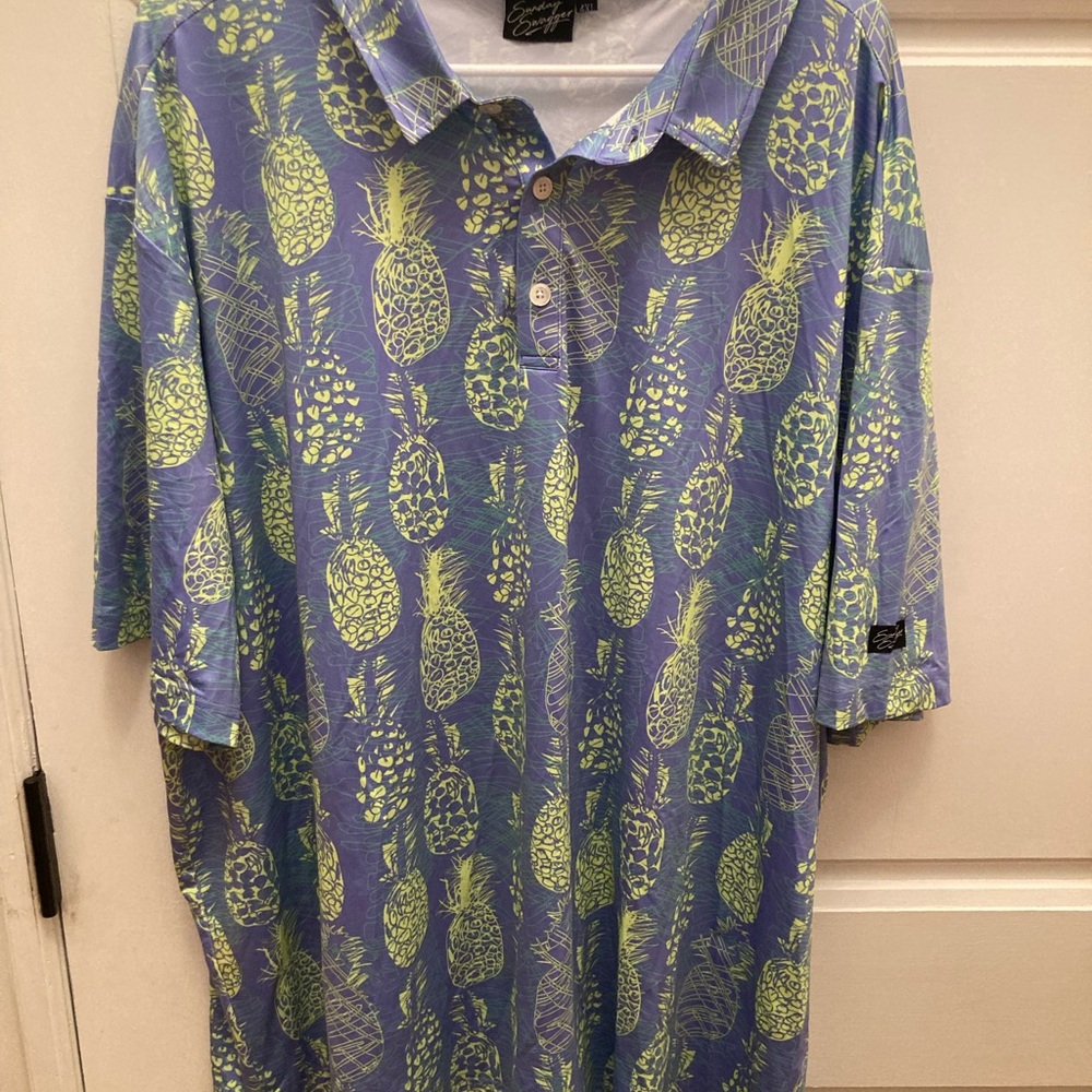 Sunday Swagger Patterned Purple Pineapple Print Men's Polo Shirt